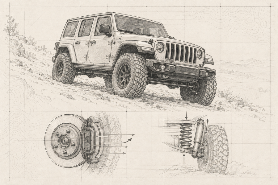 Graphite sketch: Bigger Tires Made the Wrangler Better Everywhere Except the Brake Pedal