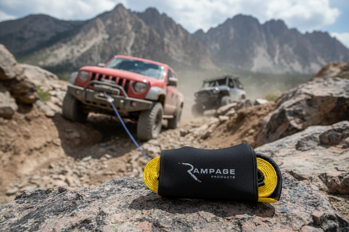 Rampage 1955-2019 Universal Recovery Trail Strap 4ftX 8ft - Yellow